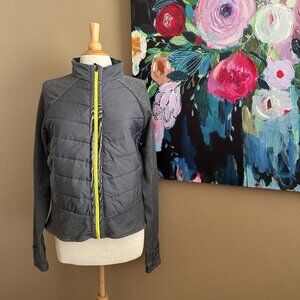Lucy Activewear Gray Quilted Zip Jacket with Thumbholes Women's Size Large